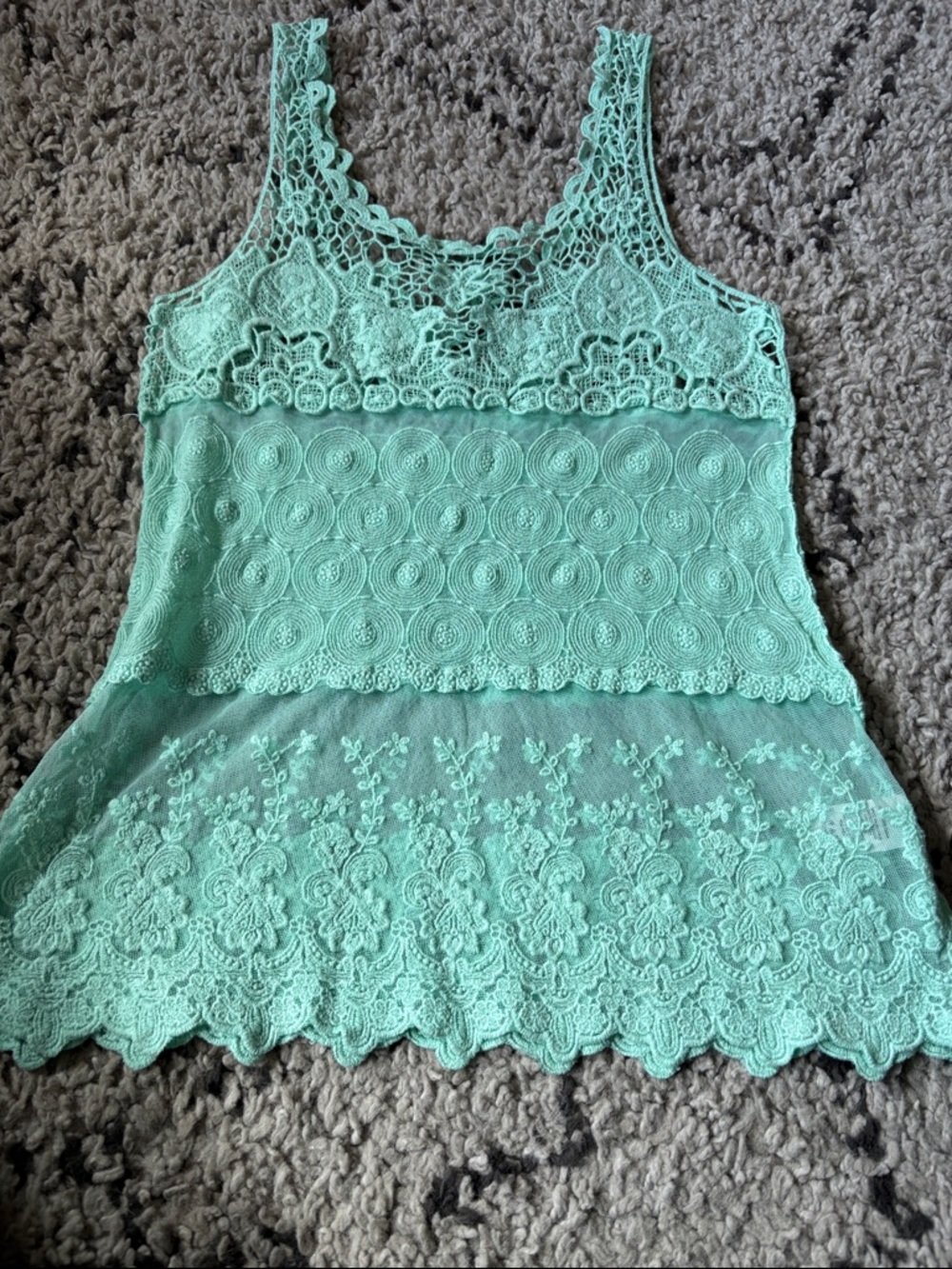 Crochet Lace Mint Green Camisole Tank